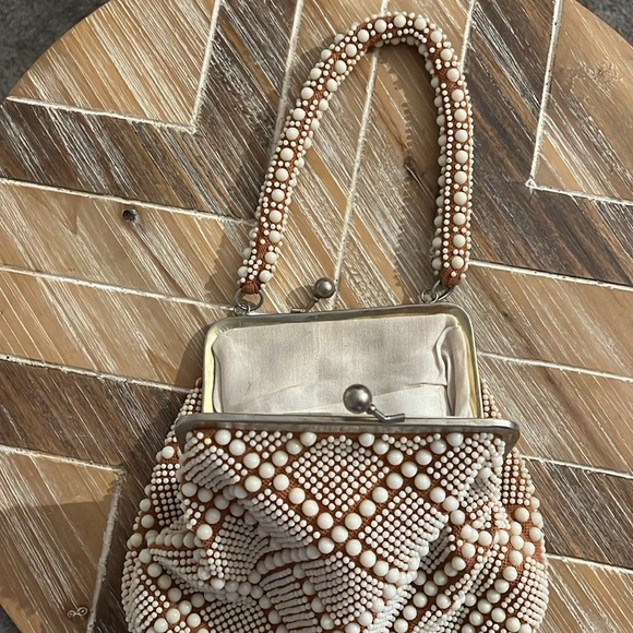 Vintage Beaded Evening Purse - Clasp Closure w/ brown undertone - Picture 2 of 2